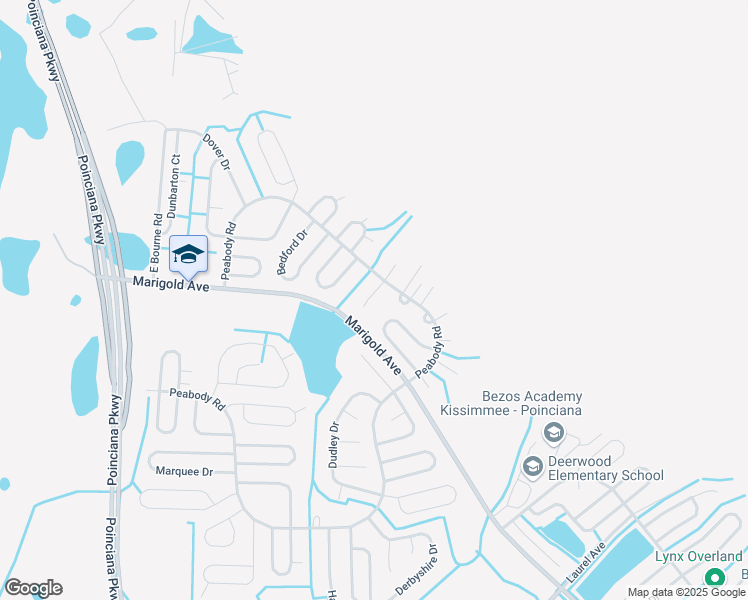 map of restaurants, bars, coffee shops, grocery stores, and more near 111 Newham Way in Kissimmee