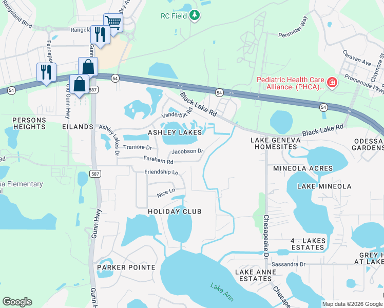 map of restaurants, bars, coffee shops, grocery stores, and more near 14002 Jacobson Drive in Odessa