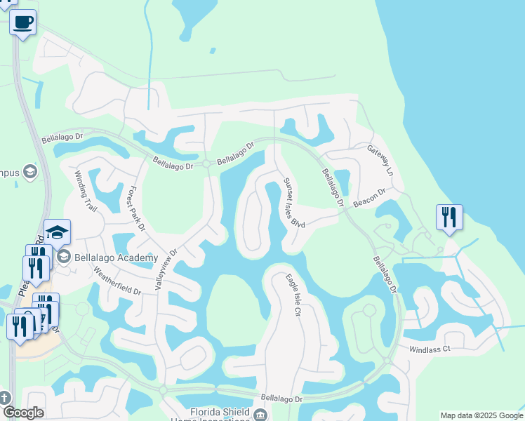 map of restaurants, bars, coffee shops, grocery stores, and more near 3614 Somerset Circle in Kissimmee