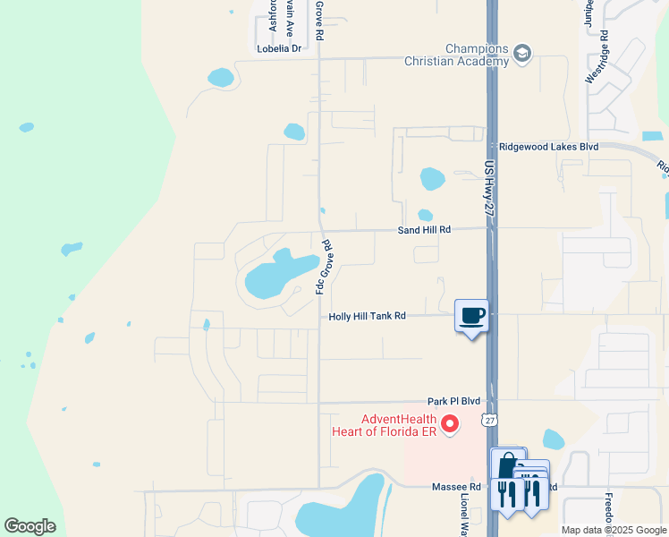 map of restaurants, bars, coffee shops, grocery stores, and more near 301 Feltrim Reserve Boulevard in Davenport
