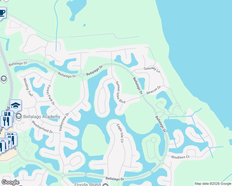 map of restaurants, bars, coffee shops, grocery stores, and more near 3536 Sunset Isles Boulevard in Kissimmee