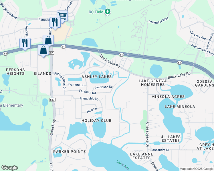 map of restaurants, bars, coffee shops, grocery stores, and more near 14009 Jacobson Drive in Odessa