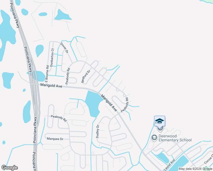 map of restaurants, bars, coffee shops, grocery stores, and more near 106 Newham Way in Kissimmee