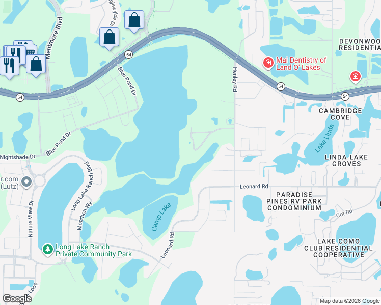 map of restaurants, bars, coffee shops, grocery stores, and more near 19760 Preservation Woods Dr in Lutz