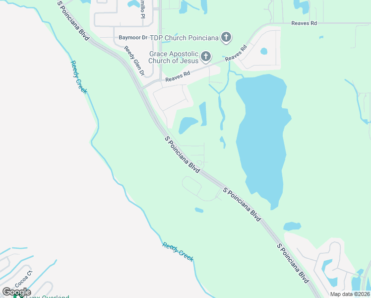 map of restaurants, bars, coffee shops, grocery stores, and more near 3450 South Poinciana Boulevard in Kissimmee