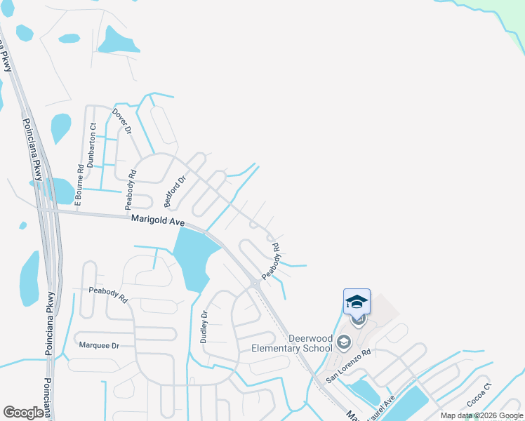 map of restaurants, bars, coffee shops, grocery stores, and more near 110 Nassau Place in Poinciana