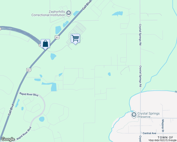 map of restaurants, bars, coffee shops, grocery stores, and more near 2145 Deer Lane in Zephyrhills
