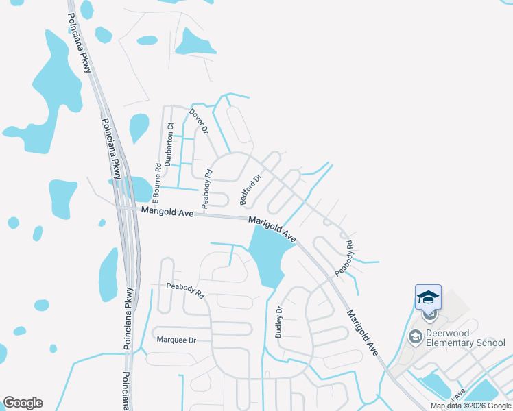 map of restaurants, bars, coffee shops, grocery stores, and more near 215 Bedford Drive in Kissimmee