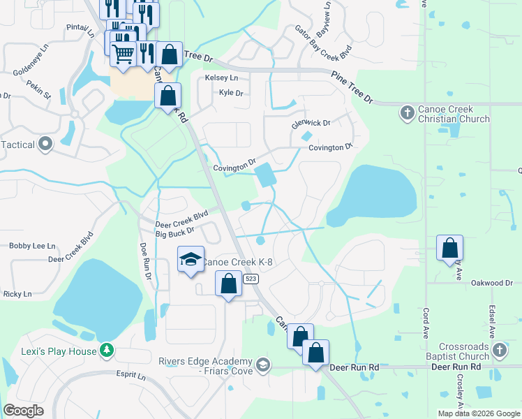 map of restaurants, bars, coffee shops, grocery stores, and more near 3839 Cabo Rojo Drive in St. Cloud