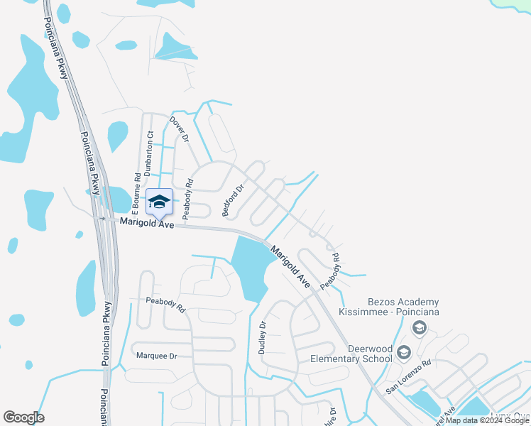 map of restaurants, bars, coffee shops, grocery stores, and more near 214 Cheshire Court in Kissimmee