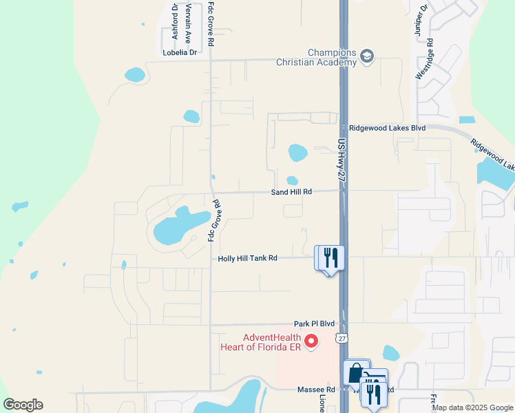 map of restaurants, bars, coffee shops, grocery stores, and more near 2639 Sand Hill Road in Davenport