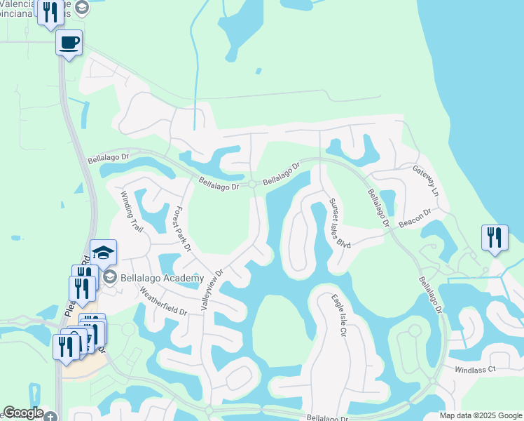 map of restaurants, bars, coffee shops, grocery stores, and more near 3507 Valleyview Dr in Kissimmee