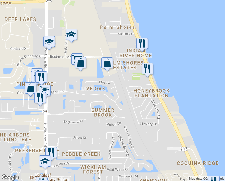 map of restaurants, bars, coffee shops, grocery stores, and more near 2505 Tara Court in Melbourne