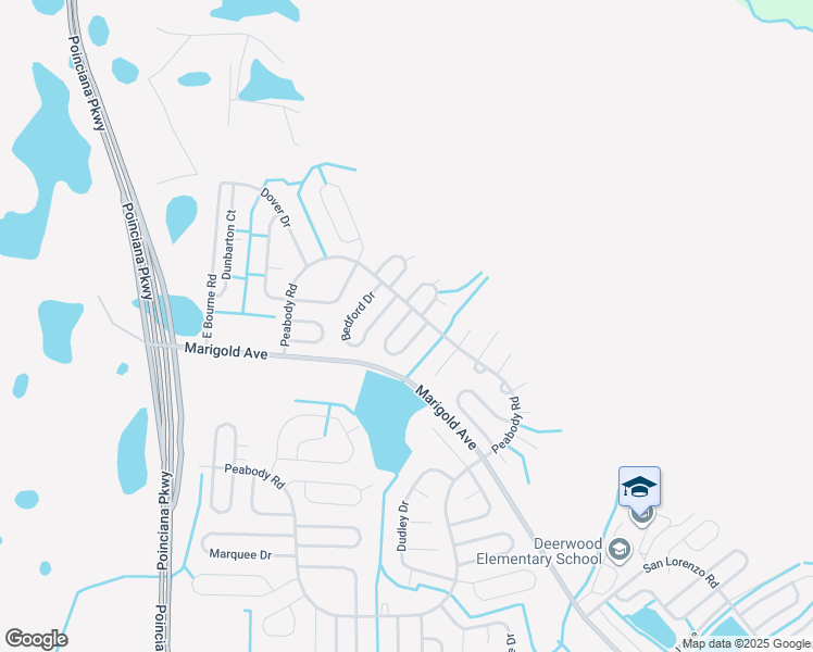 map of restaurants, bars, coffee shops, grocery stores, and more near 214 Cheshire Court in Kissimmee