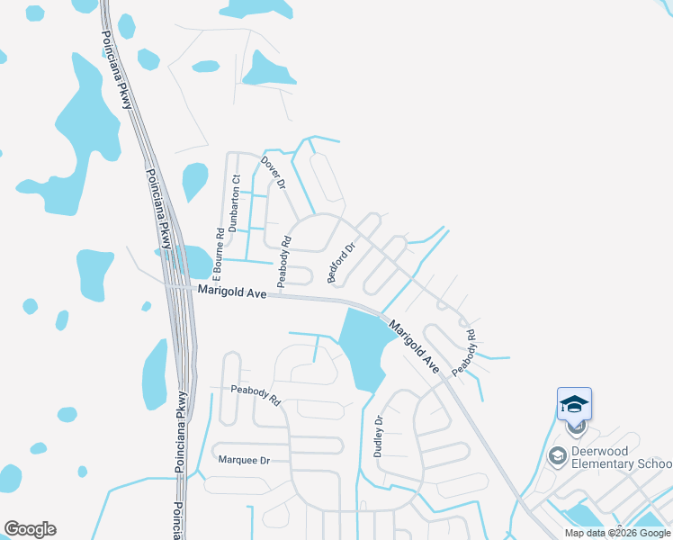 map of restaurants, bars, coffee shops, grocery stores, and more near 238 Bedford Drive in Kissimmee