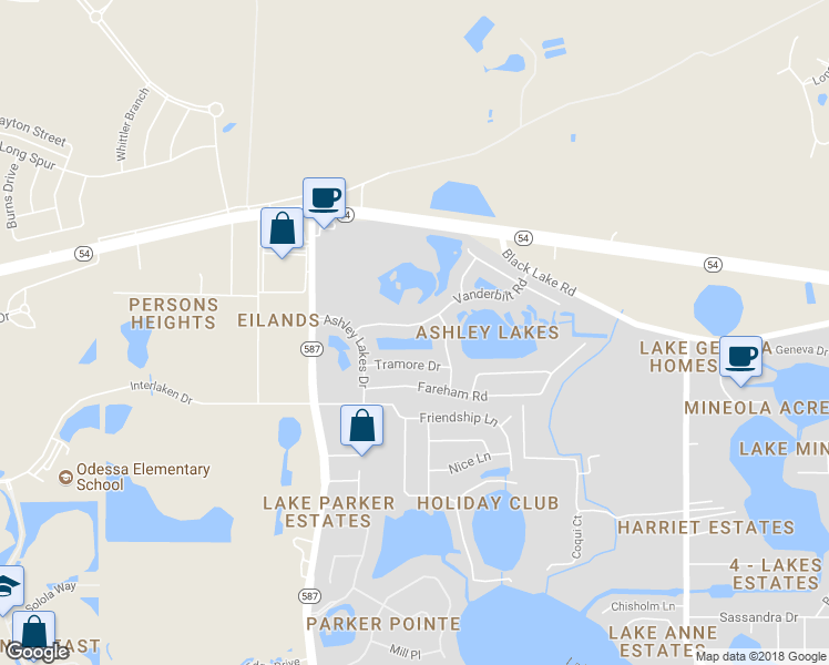 map of restaurants, bars, coffee shops, grocery stores, and more near 13722 Vanderbilt Road in Odessa