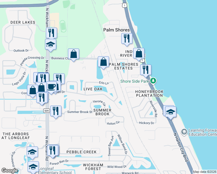 map of restaurants, bars, coffee shops, grocery stores, and more near 2505 Tara Court in Melbourne