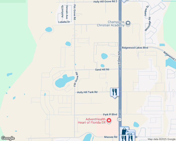 map of restaurants, bars, coffee shops, grocery stores, and more near 2639 Sand Hill Road in Davenport
