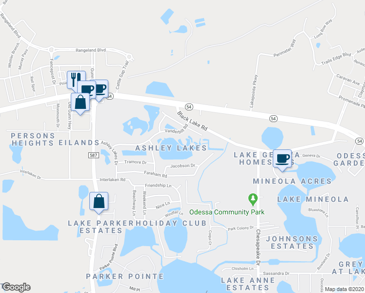 map of restaurants, bars, coffee shops, grocery stores, and more near 14009 Jacobson Drive in Odessa