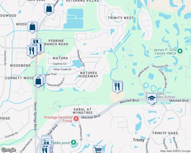 map of restaurants, bars, coffee shops, grocery stores, and more near 2129 Ground Squirrel Drive in New Port Richey