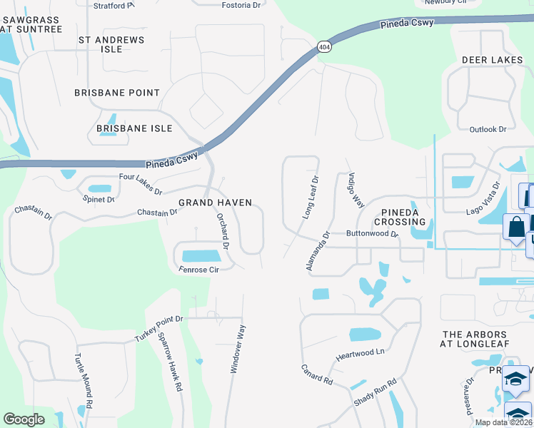 map of restaurants, bars, coffee shops, grocery stores, and more near 4000 Caparosa Circle in Melbourne