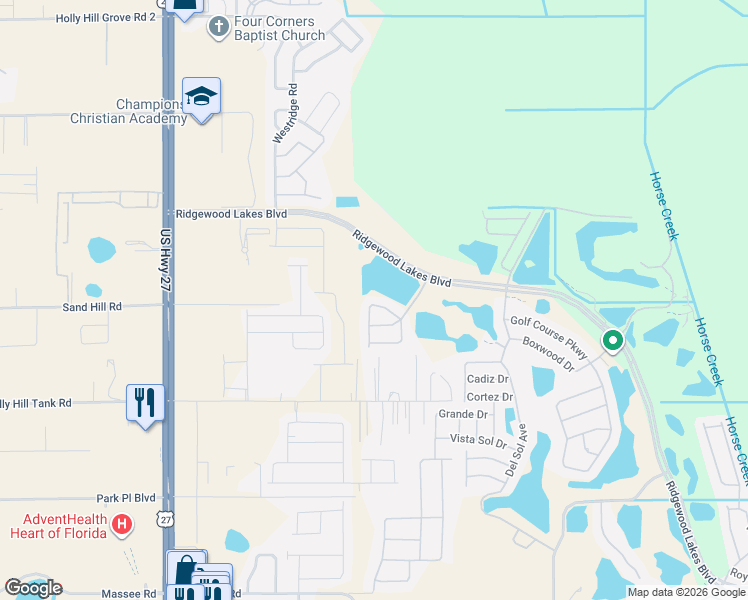 map of restaurants, bars, coffee shops, grocery stores, and more near 192 Canary Island Circle in Davenport