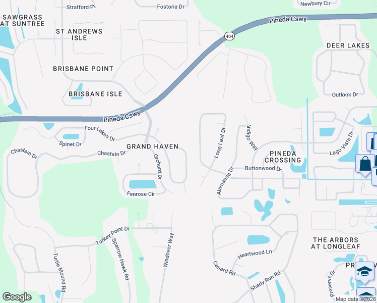 map of restaurants, bars, coffee shops, grocery stores, and more near 3990 Caparosa Circle in Melbourne