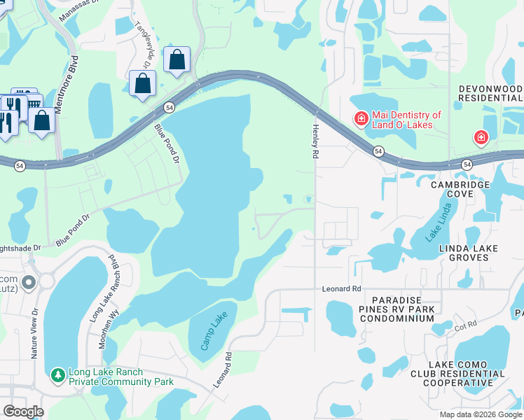 map of restaurants, bars, coffee shops, grocery stores, and more near 19819 Wading Crane Way in Lutz