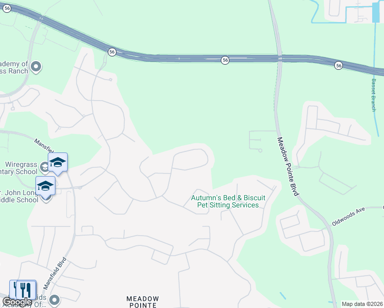 map of restaurants, bars, coffee shops, grocery stores, and more near 31176 Chesapeake Bay Drive in Wesley Chapel