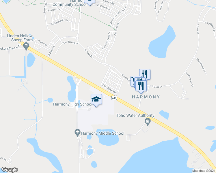 map of restaurants, bars, coffee shops, grocery stores, and more near 7140 Forty Banks Road in Osceola County