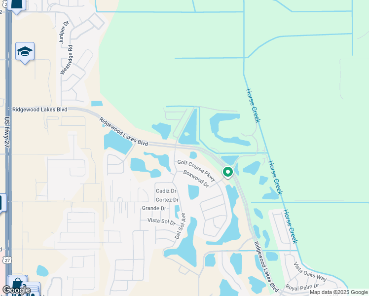 map of restaurants, bars, coffee shops, grocery stores, and more near Ridgewood Lakes Boulevard in Davenport