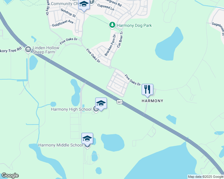 map of restaurants, bars, coffee shops, grocery stores, and more near 3541 Clay Brick Road in Osceola County