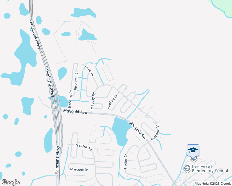 map of restaurants, bars, coffee shops, grocery stores, and more near 251 Bedford Drive in Kissimmee