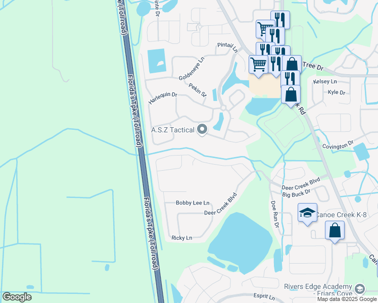 map of restaurants, bars, coffee shops, grocery stores, and more near 3579 Bristol Cove Lane in Saint Cloud