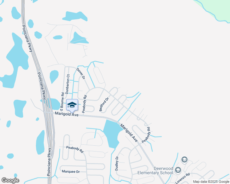 map of restaurants, bars, coffee shops, grocery stores, and more near 205 Tiffany Court in Kissimmee