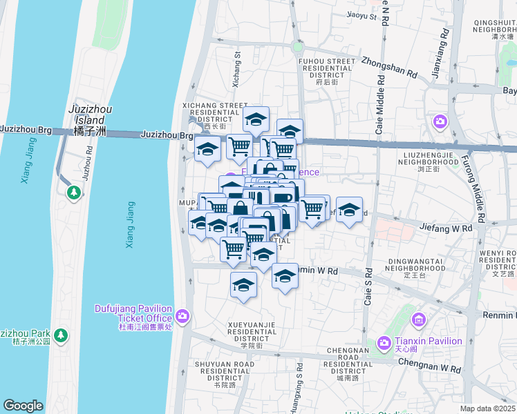 map of restaurants, bars, coffee shops, grocery stores, and more near in Changsha Shi