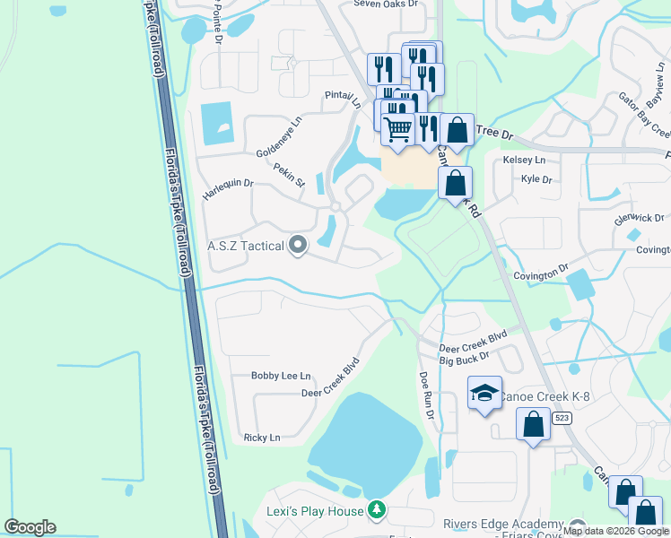 map of restaurants, bars, coffee shops, grocery stores, and more near 3521 Saxony Lane in St. Cloud