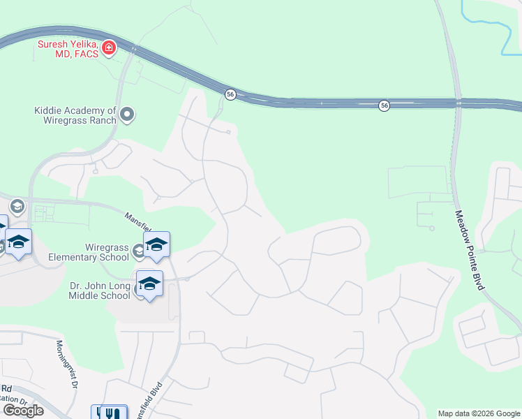 map of restaurants, bars, coffee shops, grocery stores, and more near 2530 Coco Palm Circle in Wesley Chapel