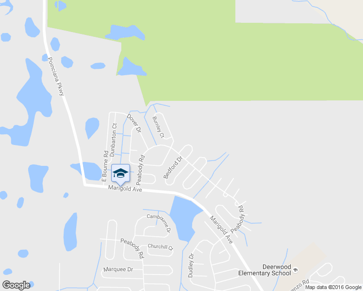 map of restaurants, bars, coffee shops, grocery stores, and more near 1308 Burnley Court in Kissimmee