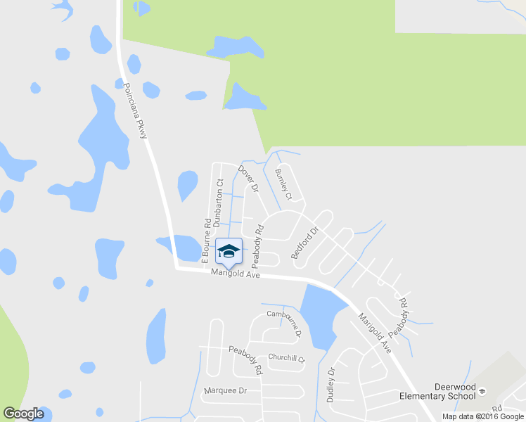 map of restaurants, bars, coffee shops, grocery stores, and more near 1309 Dover Drive in Kissimmee
