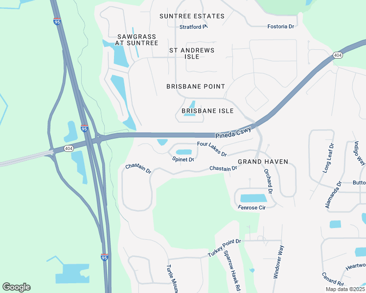 map of restaurants, bars, coffee shops, grocery stores, and more near 4436 4 Lakes Drive in Melbourne