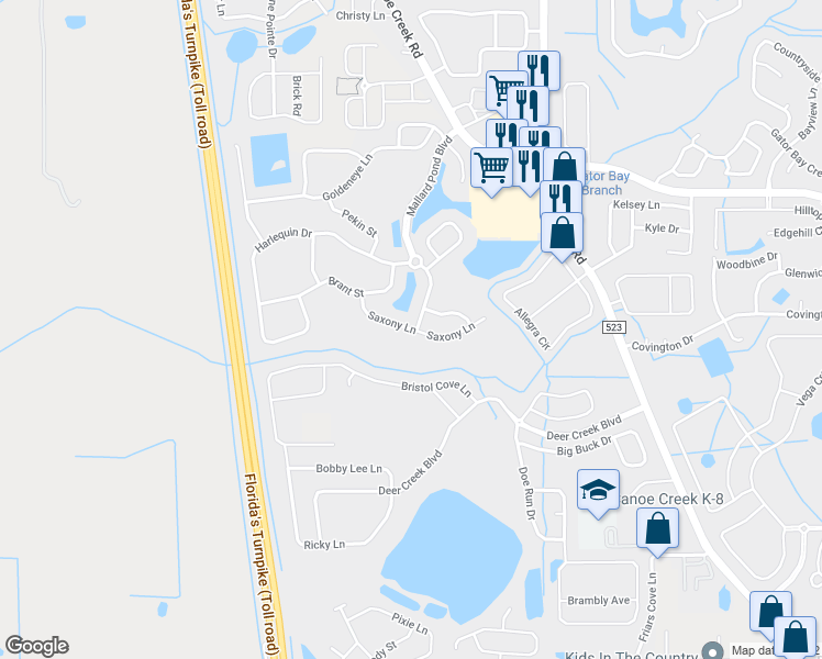 map of restaurants, bars, coffee shops, grocery stores, and more near Saxony Drive in St. Cloud