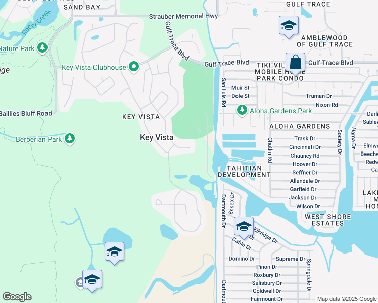 map of restaurants, bars, coffee shops, grocery stores, and more near 2235 Indian Key Drive in Holiday