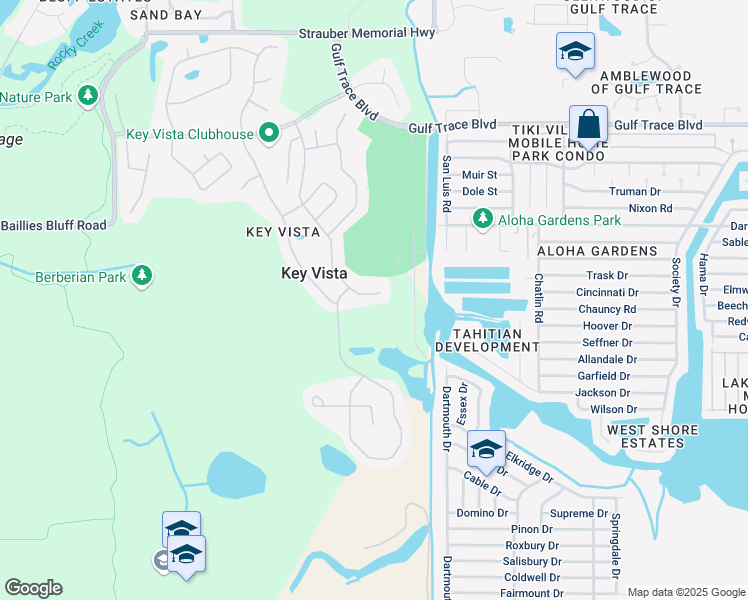 map of restaurants, bars, coffee shops, grocery stores, and more near 2235 Indian Key Drive in Holiday