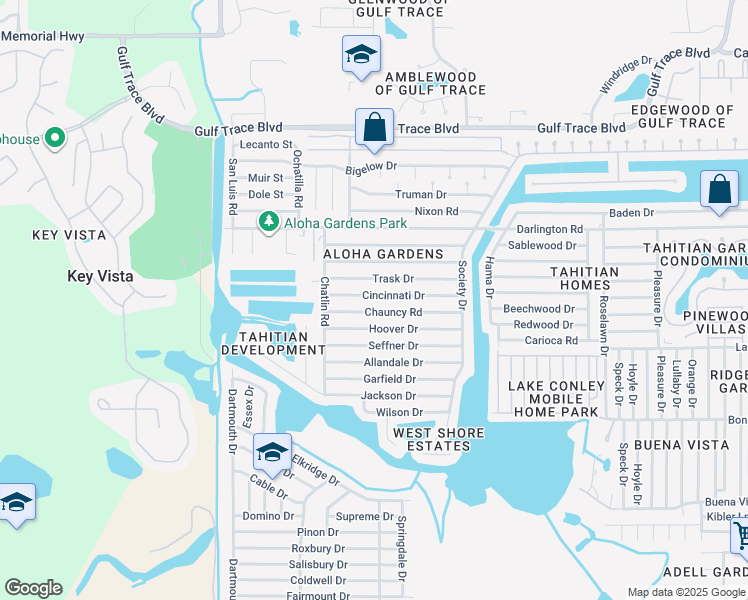 map of restaurants, bars, coffee shops, grocery stores, and more near 3352 Cincinnati Dr in Holiday