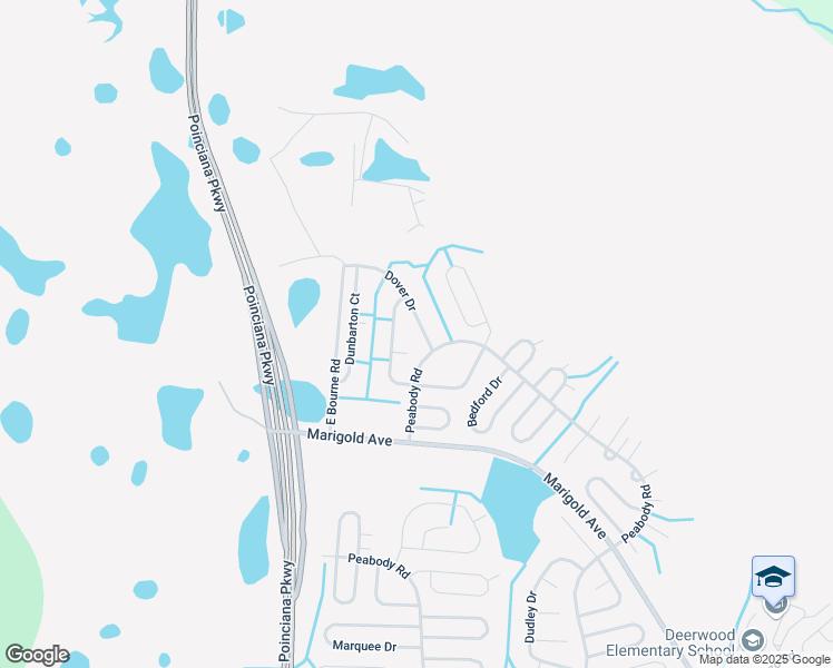map of restaurants, bars, coffee shops, grocery stores, and more near 1309 Dover Drive in Kissimmee