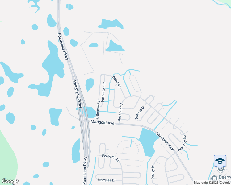 map of restaurants, bars, coffee shops, grocery stores, and more near 1337 Banbridge Drive in Kissimmee
