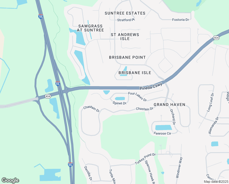 map of restaurants, bars, coffee shops, grocery stores, and more near 4436 4 Lakes Drive in Melbourne