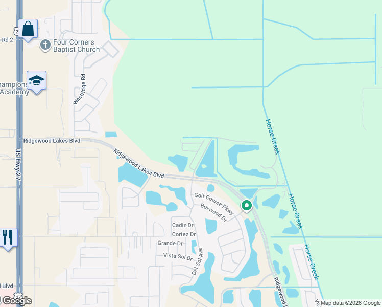 map of restaurants, bars, coffee shops, grocery stores, and more near 100 Spanish Moss Road in Davenport