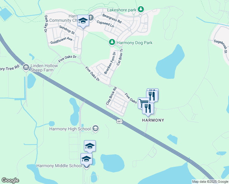 map of restaurants, bars, coffee shops, grocery stores, and more near 3503 Clay Brick Road in St. Cloud